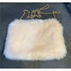 Forever 21 Pink Faux Fur Crossbody Bag Gold Chain Strap
